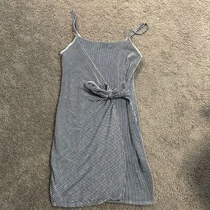Mock wrap dress, blue/white stripe, size S